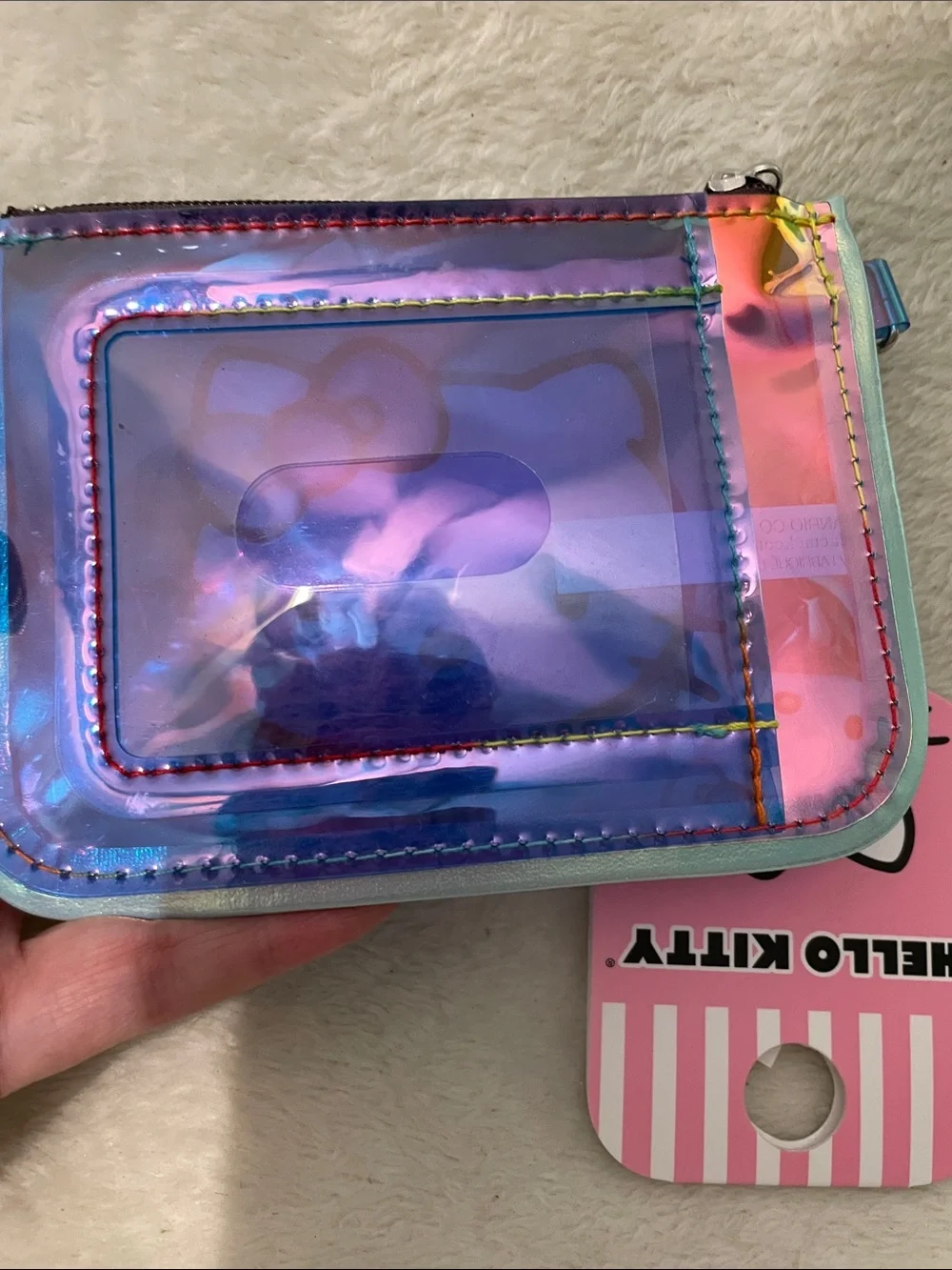Hello Kitty Blue Holographic Card Holder Pouch